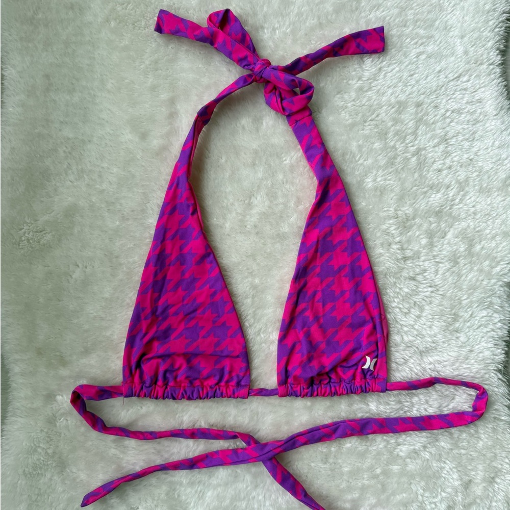 Hurley Hounds Tooth Halter Bikini Top